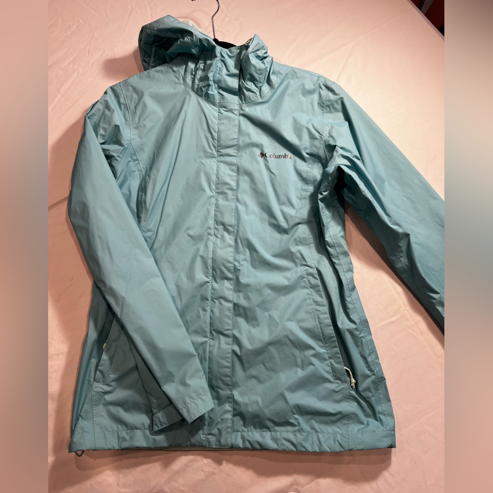 Columbia, raincoat, light blue size small